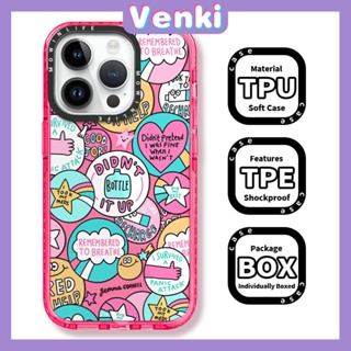 VENKI - เข้ากันได้สำหรับ เคสไอโฟน เคสไอโฟน11 เคส iphone 11 เคสนิ่มเคสใสหนากันกระแทกป้องกันกล้องขอบสีชมพู Graffiti สีชมพูบุคลิกภาพเข้ากันได้กับ iPhone 13 12 11 PRO MAX 7Plus 8 PLUS