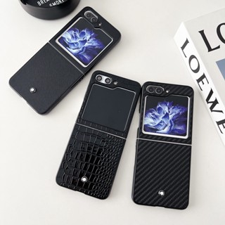 เคสโทรศัพท์มือถือหนังจระเข้ คาร์บอนไฟเบอร์ สไตล์วินเทจ สําหรับ Samsung Galaxy Flip 5 Flip 4 3 5G