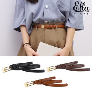 Ellastore123 เข็มขัดหนังเทียม แบบบาง ปรับความยาวได้ สไตล์เรโทร