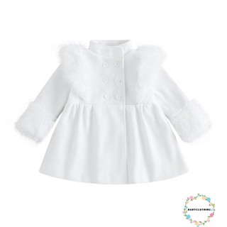 Babyclothes- เสื้อแจ็กเก็ตกันหนาว แขนยาว คอปก ติดกระดุม ขนเฟอร์ สําหรับเด็กผู้หญิง
