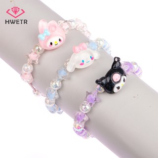 Hwetr สร้อยข้อมือคริสตัล ลายการ์ตูนอนิเมะ Cinnamoroll Kuromi My Melody น่ารัก ของขวัญวันเกิด สําหรับเด็กผู้หญิง