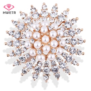 Hwetr ใหม่ เข็มกลัดมุก พลอยเทียม ดอกไม้ คลาสสิก เครื่องประดั…