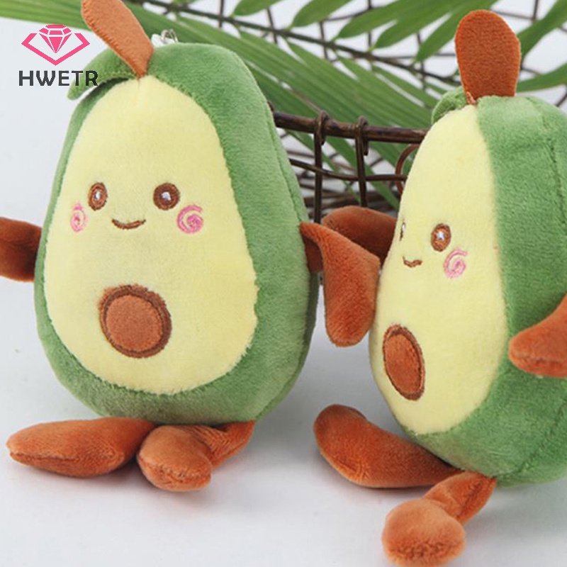 HWETR น่ารักการ์ตูนผลไม้อะโวคาโดบรรจุตุ๊กตาตุ๊กตาพวงกุญแจจี้กระเป๋าเป้สะพายหลังพวงกุญแจเครื่องประดับอุปกรณ์เสริมของขวัญใหม่