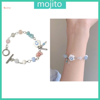 Mojito สร้อยข้อมือโซ่ ปรับได้ ประดับลูกปัดเมฆ แฮนด์เมด เครื่องประดับแฟชั่น สําหรับผู้หญิง Y2K