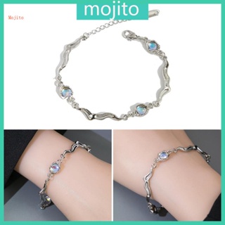 Mojito สร้อยข้อมือ กําไลข้อมืออัลลอย หินมูนสโตน เรียบง่าย ไม่สม่ําเสมอ เครื่องประดับแฟชั่น