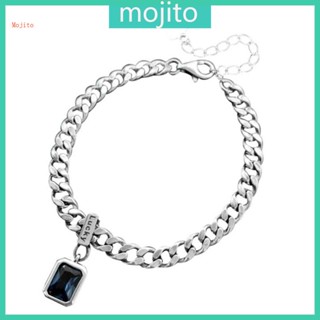 Mojito สร้อยข้อมือ จี้คริสตัล ทรงเรขาคณิต สีฟ้า เครื่องประดับ มิตรภาพ โบฮีเมียน