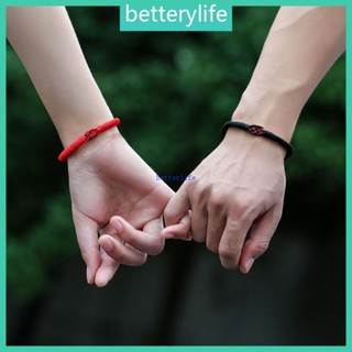 Btf สร้อยข้อมือคู่ แฮนด์เมด สีดํา สีแดง ผสม อินฟินิตี้ ความรัก โชคดี สร้อยข้อมือ