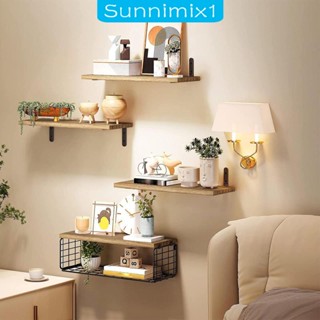 [Sunnimix1] ชั้นวางของไม้ แบบลอยน้ํา สําหรับห้องน้ํา ห้องครัว บ้าน