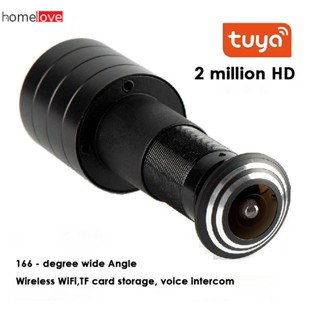 [hot!!] Tuya 1080p Mini Wifi Port Eye Hole กล้อง Ip มุมกว้างเลนส์ Fisheye 1.66 มม.Peephole กล้องวงจรปิดเครือข่าย Horn P2p homelove