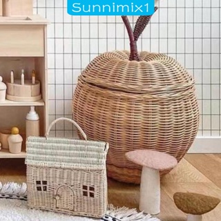 [Sunnimix1] ตะกร้าหวาย พร้อมฝาปิด สําหรับห้องนั่งเล่น