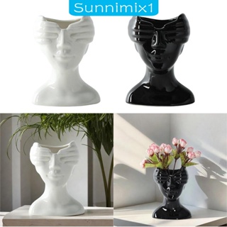 [Sunnimix1] แจกันดอกไม้เซรามิค รูปใบหน้ามนุษย์ สําหรับตกแต่งบ้าน ห้องนอน ห้องโถง