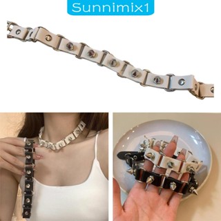 [Sunnimix1] สร้อยคอโชคเกอร์ โชคเกอร์ หนัง PU สไตล์พังก์ร็อค ฮิปฮอป ปรับได้ สําหรับผู้หญิง