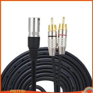 [PrettyiaTH] สายเคเบิลอะแดปเตอร์ 3-Pin XLR Male Plug to Dual RCA Male