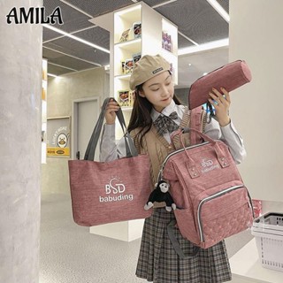 AMILA [ชุดสามชิ้น] กระเป๋าเป้ลำลองน่ารัก ความจุสูง สำหรับมัมมี่ทราเวล แพ็คเกจคลอดบุตร มัลติฟังก์ชั่น duogeceng