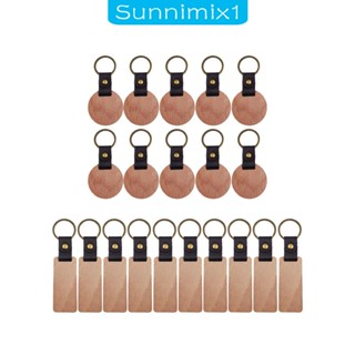 [Sunnimix1] พวงกุญแจแท็กไม้แกะสลัก สายหนัง PU อุปกรณ์เสริม สําหรับรถยนต์ 10 ชิ้น