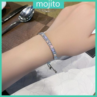 Mojito สร้อยข้อมือเทนนิส ประดับเพทาย หลากสี 5A ปรับได้