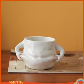 [PrettyiaTH] แก้วกาแฟเซรามิค ลายน่ารัก พร้อมหูจับ ทนทาน สีขาว สําหรับบ้านใหม่ ของขวัญ