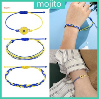 Mojito สร้อยข้อมือสัญลักษณ์ยูเครน แฮนด์เมด สีฟ้า สีเหลือง ปรับความยาวได้ สําหรับผู้ชาย ผู้หญิง