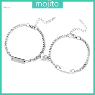 Mojito สร้อยข้อมือคู่รัก แม่เหล็ก จี้หัวใจ ดึงดูดความสัมพันธ์ ความสัมพันธ์ มิตรภาพ โซ่ สร้อยข้อมือ ชุดสําหรับเด็กผู้ชาย ของขวัญ 2 ชิ้น