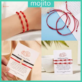 Mojito สร้อยข้อมือเชือกนําโชค 7 ปม แฮนด์เมด สีแดง สําหรับความสําเร็จและความเจริญรุ่งเรือง