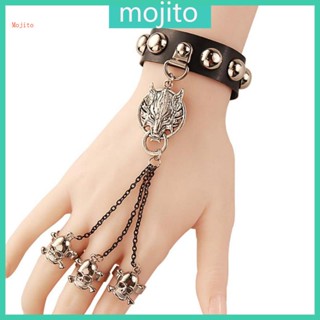 Mojito ถุงมือหนัง PU ลายกะโหลก เข็ม สไตล์ร็อค โกธิค ของขวัญ สําหรับผู้ชาย