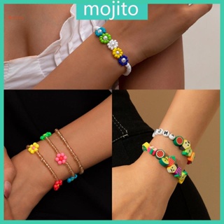 Mojito สร้อยข้อมือ ประดับลูกปัดดอกไม้ เครื่องประดับชายหาด สไตล์ฮาวาย สําหรับสุภาพสตรี