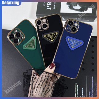 PRADA เคสโทรศัพท์มือถือแบบนิ่ม ทรงสามเหลี่ยม ลายแพรด้า 3D หรูหรา สําหรับ iPhone 14 Pro Max 13Pro 12 11 Pro Max 7Plus 8Plus