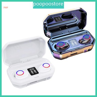 Poop ชุดหูฟังสเตอริโอไร้สาย บลูทูธ 5 0 50mAh พร้อมไมโครโฟน สําหรับเล่นกีฬา