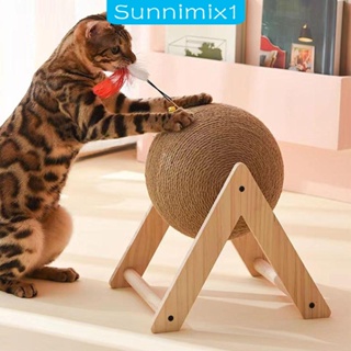 [Sunnimix1] ของเล่นลูกบอลไม้ พร้อมกระดิ่ง และขนนก อเนกประสงค์ สําหรับสัตว์เลี้ยง แมว