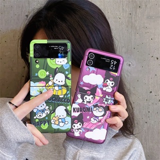 เคสโทรศัพท์มือถือ ชุบไฟฟ้า กันกระแทก หน้าจอพับได้ ลายสุนัข Sanrio-Pacha Kuromi หรูหรา สําหรับ Samsung Z Flip5 5G Z Flip4 3