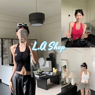 L.A Shop ​พร้อมส่ง เสื้อไหมพรม เว้าหลัง คล้องคอ  แถมเข็มกัด "39150" -C