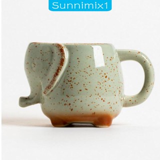 [Sunnimix1] แก้วกาแฟเซรามิค ลายช้าง พร้อมที่จับถุง สําหรับใส่เครื่องดื่ม น้ําผลไม้ นม