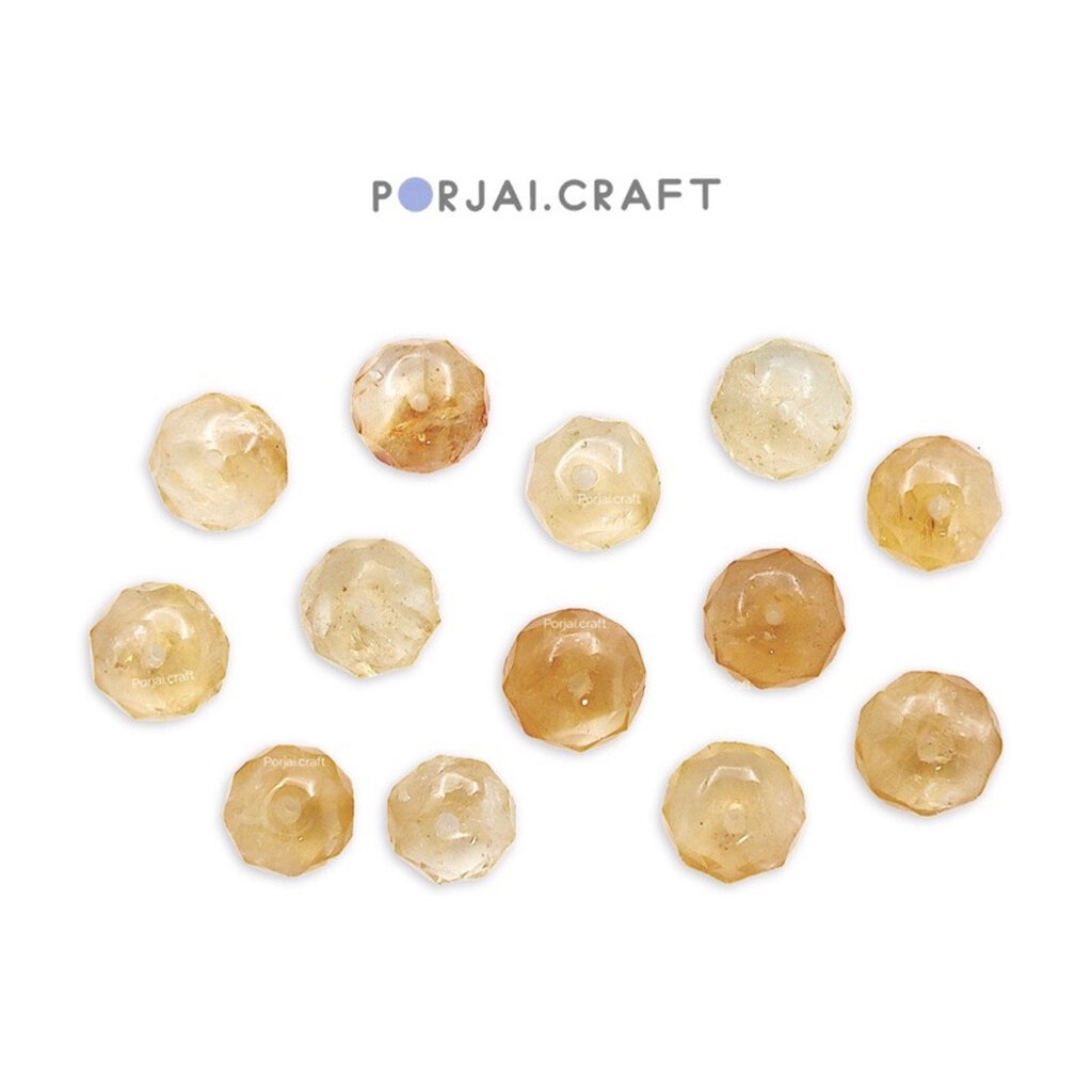 Citrine Faceted Rondelle Beads ลูกปัดซิทริน 9mm ทรงแบน