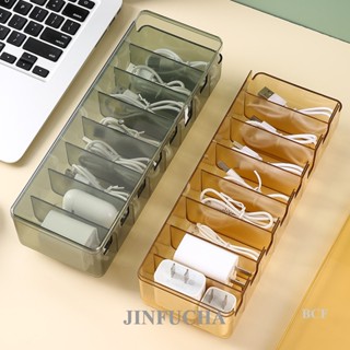 Jinfucha กล่องเก็บเครื่องประดับ หูฟัง แบบมีสาย ป้องกันฝุ่น 8 ช่อง