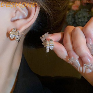 เครื่องประดับ ต่างหู รูปงู ประดับเพทาย และทองแดง สไตล์เกาหลี