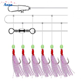 【Anna】Fishing Hooks 6pcs Colourful Fishing Sabiki Rigs Plastic+steel Rig Bait