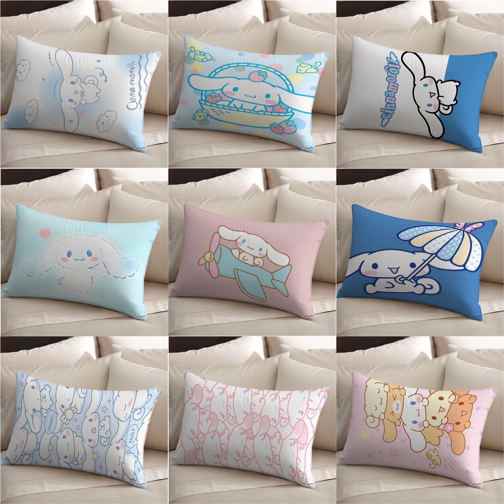 ปลอกหมอนอิงโพลีเอสเตอร์ ทรงสี่เหลี่ยม พิมพ์ลายการ์ตูน Cinnamoroll น่ารัก สําหรับตกแต่งบ้าน (ไม่มีแกน)