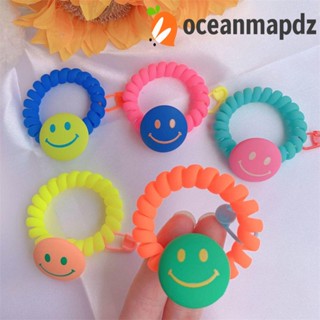 Oceanmapdz เกาหลี Scrunchies เครื่องประดับผม หวาน สําหรับเด็กผู้หญิง ยางรัดผม หมุด หน้ายิ้ม ที่ใส่ผมหางม้า