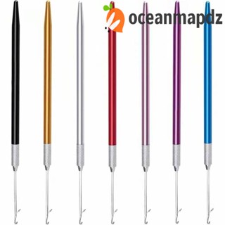 Oceanmapdz เข็มตะขอโลหะ สีแดง สีชมพู ขนนก เครื่องมือต่อผม DIY ยาว ทนทาน ใช้งานง่าย พรม เครื่องมือซ่อม เดรดล็อก โครเชต์