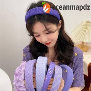 Oceanmapdz ที่คาดผมฟองน้ํา หนัง Pu สไตล์เกาหลี สีม่วง สําหรับปาร์ตี้