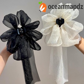 Oceanmapdz กิ๊บติดผม ริบบิ้นตาข่าย สองด้าน ประดับโบว์ คริสตัลออแกนซ่า เมฆ สําหรับวันเกิด