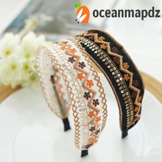 Oceanmapdz ที่คาดผมแฟชั่น ปักลายดอกไม้ สไตล์วินเทจ หวานแหวว ชนเผ่า