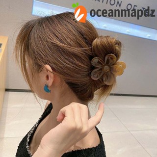 Oceanmapdz กิ๊บติดผมอะคริลิคใส รูปดอกไม้ สีเหลือง สีม่วง หรูหรา เครื่องประดับผม