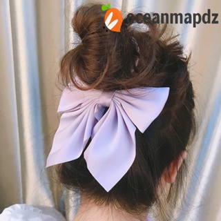 Oceanmapdz กิ๊บโบว์ น่ารัก เรียบง่าย ผู้หญิง สีพื้น กิ๊บติดผมเกาหลี