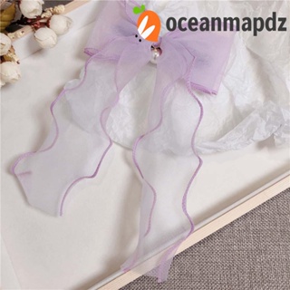 Oceanmapdz กิ๊บติดผม ผ้าชีฟอง ริบบิ้น สไตล์เกาหลี เครื่องประดับผม สําหรับเด็กผู้หญิง