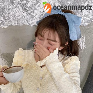 Oceanmapdz กิ๊บติดผม โบว์ริบบิ้นซาติน ขนาดใหญ่ เครื่องประดับผม เรียบง่าย