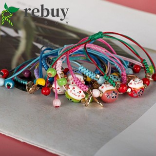 Rebuy สร้อยข้อมือเซรามิค แฮนด์เมด ลายแมวนําโชคน่ารัก เหมาะกับของขวัญ สําหรับผู้หญิง