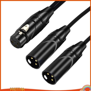 [PrettyiaTH] ใหม่ อะแดปเตอร์แยกสายเคเบิล แจ็ค 3Pin XLR ตัวเมีย เป็นปลั๊กตัวผู้ 2 คู่