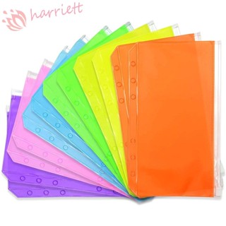 Harriett กระเป๋าเอกสาร มีซิป กันน้ํา 6 ห่วง ขนาด A5 A6 หลากสี 5 ชิ้น ต่อชุด