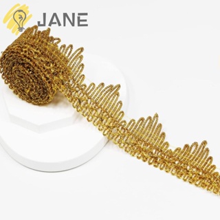 Jane ริบบิ้นผ้าลูกไม้ โพลีเอสเตอร์ สีทอง 1.6 นิ้ว 4 ซม. 14 หลา สําหรับเย็บผ้า งานฝีมือ DIY